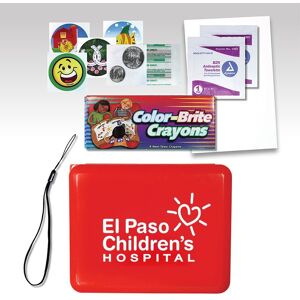 Positive Promotions 100 Antimicrobial First Aid Kids Color and Care Kits - Personalization Available