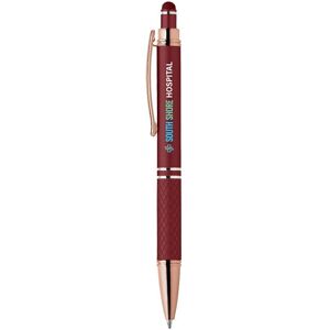 Positive Promotions 100 Quilted Grip Soft-Touch Stylus Pens With Rose-Gold Accents - Full-Color Personalization Available