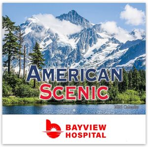 Positive Promotions 100 2026 American Scenic Stapled Wall Calendars - One-Color Personalization Available