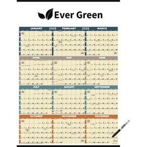 Positive Promotions 100 Laminated Time Management Span-a-Year 2026 Calendars - One-Color Personalization Available