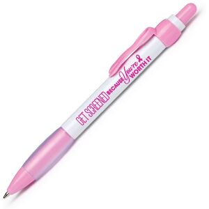 Positive Promotions 25 Get Screened Because You're Worth It Jasmine Pink Ribbon Clip Pens