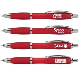 Positive Promotions 300 Red Satin Grip Pens - One-Color Personalization Available