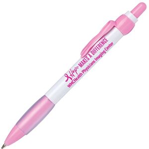 Positive Promotions 300 Hope Makes a Difference Jasmine Pink Ribbon Clip Pens - One-Color Personalization Available
