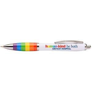 Positive Promotions 350 Human-Kind: Be Both Rainbow Grip Curve Pens - Full-Color Personalization Available