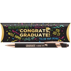 Positive Promotions 25 Graduate: I Did It! Black/Rose-Gold Stylus Pens