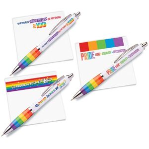 Positive Promotions Rainbow Pen & Sticky Pad Assortment - Pack of 24
