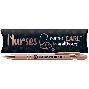 Positive Promotions 100 Nurses Put the "Care" in Healthcare Rose-Gold Stylus Pens - Personalization Available