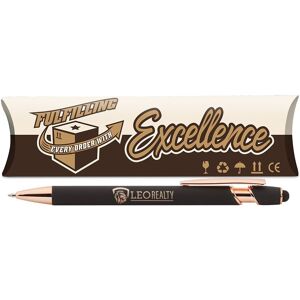 Positive Promotions 150 Fulfilling Every Order With Excellence Black/Rose-Gold Stylus Pens - One-Color Personalization Available