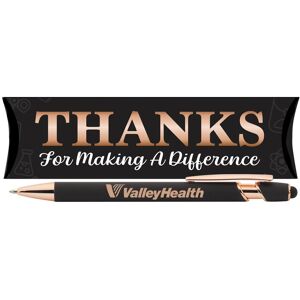 Positive Promotions 100 Thanks for Making a Difference Black/Rose-Gold Stylus Pens - One-Color Personalization Available
