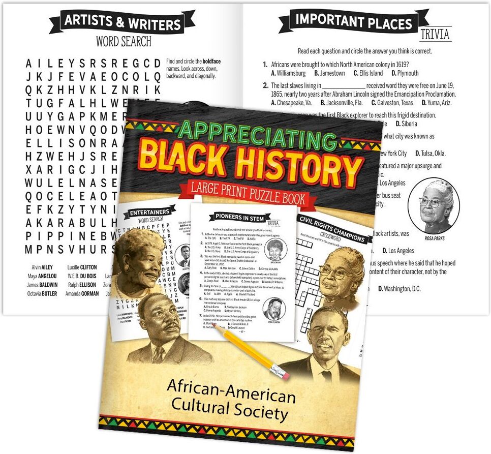 Positive Promotions 100 Appreciating Black History Large Print Puzzle Books - Personalization Available