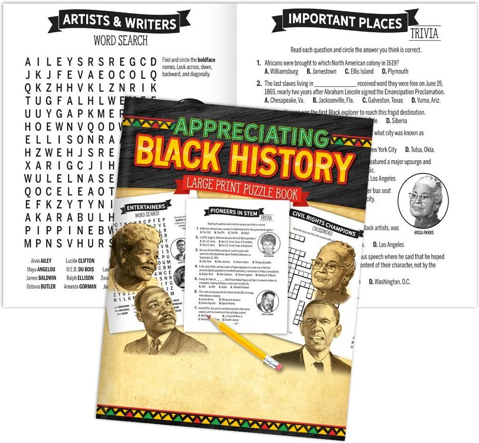 Positive Promotions Appreciating Black History Large Print Puzzle Book - Pack of 25