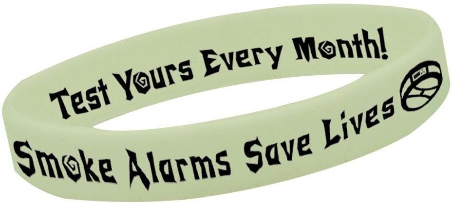 Positive Promotions Smoke Alarms Save Lives Glow-In-The-Dark Silicone Awareness Bracelet - Pack of 25