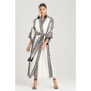 Josie Natori Natori Couture Le Souk Embroidery Wrap Robe, 100% Silk, Women's, White, Size L