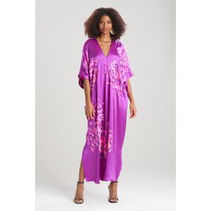 Josie Natori Natori Couture Sumida Embroidered Cocoon Silk Caftan Dress, 100% Silk, Women's, Pink, Size L