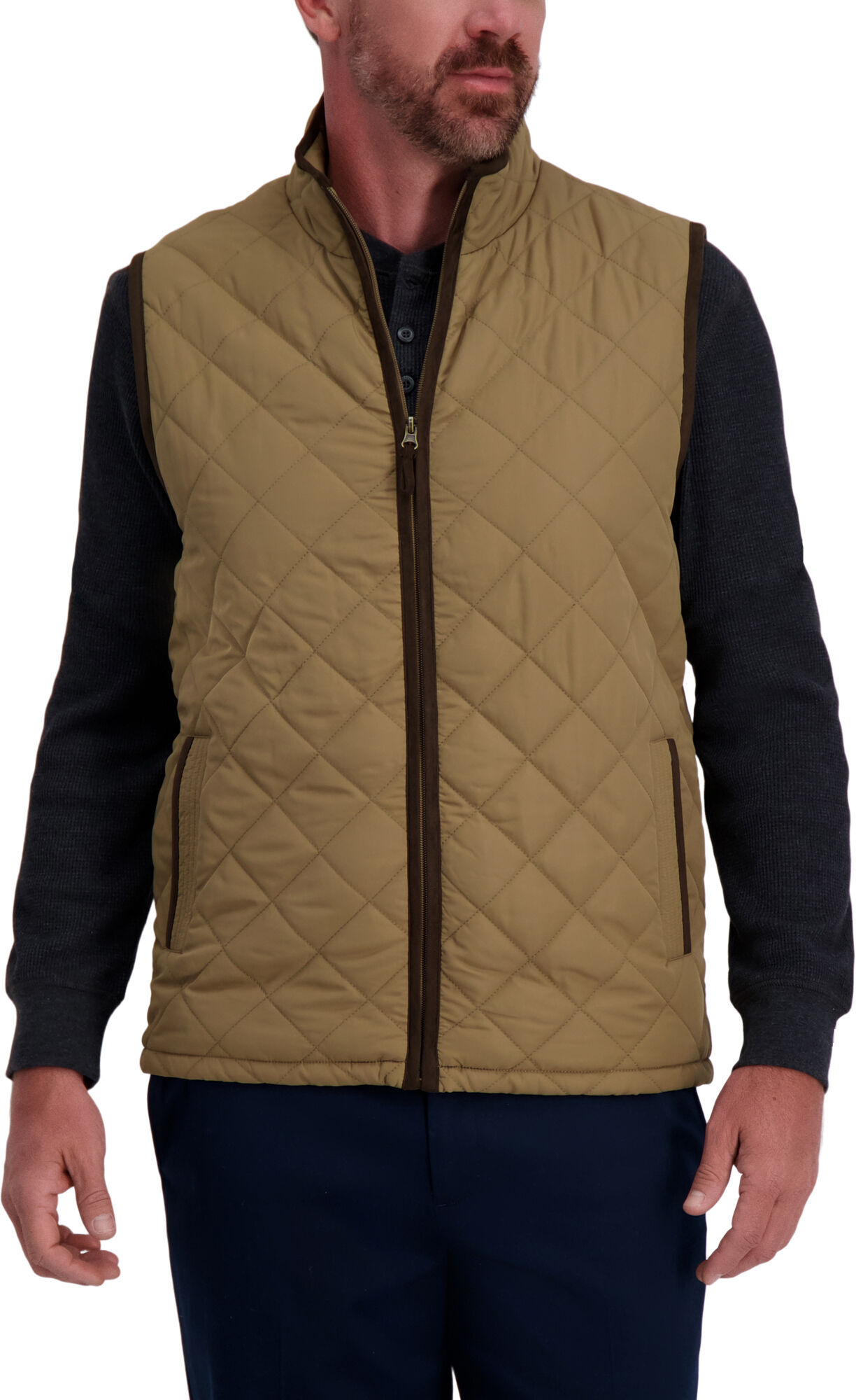 Haggar Quilted Vest Medium Beige XL