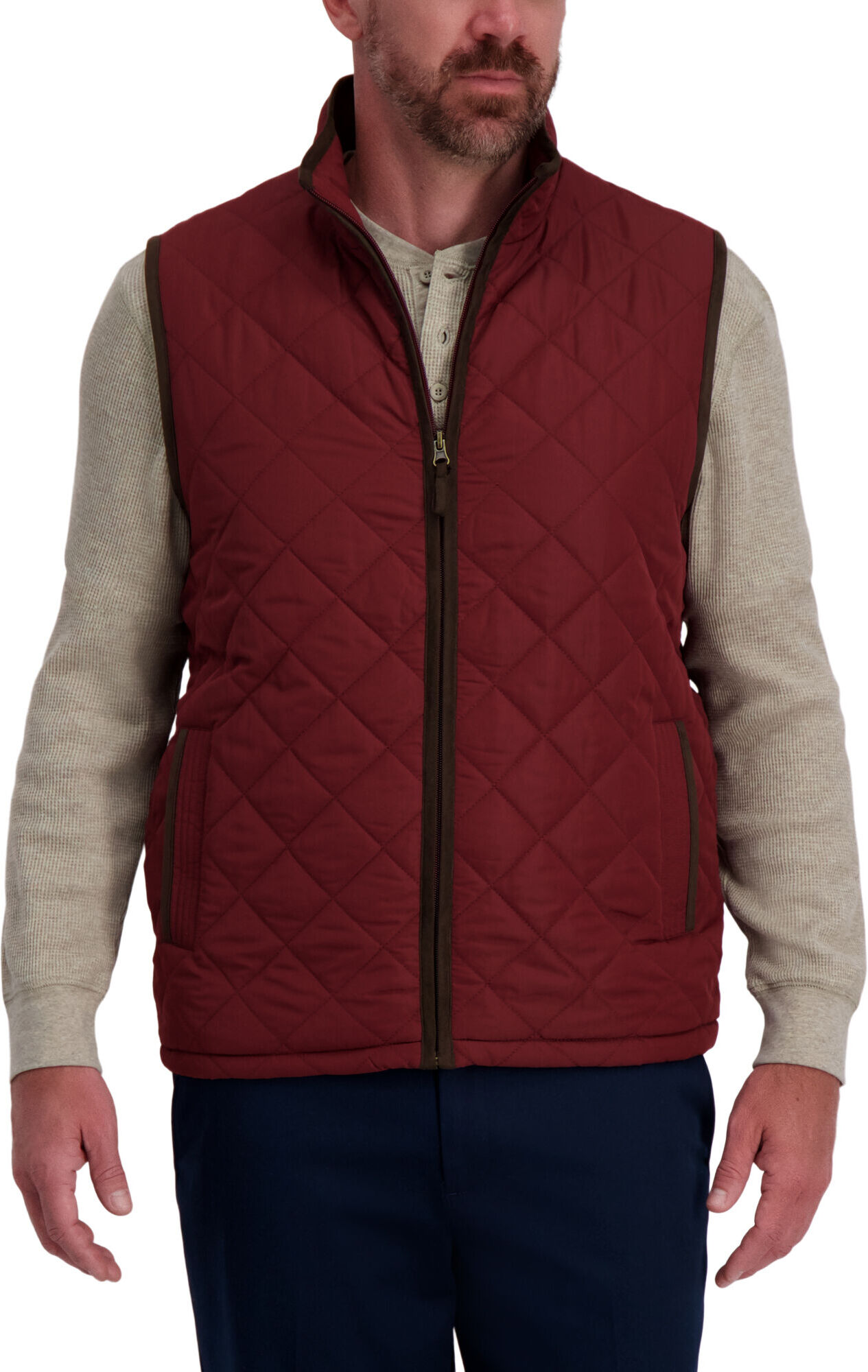 Haggar Quilted Vest Dark Red XL