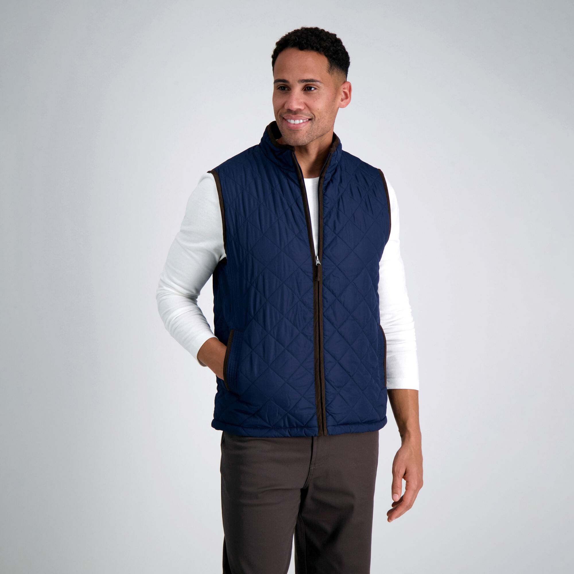 Haggar Diamond Quilted Puff Vest Navy XL