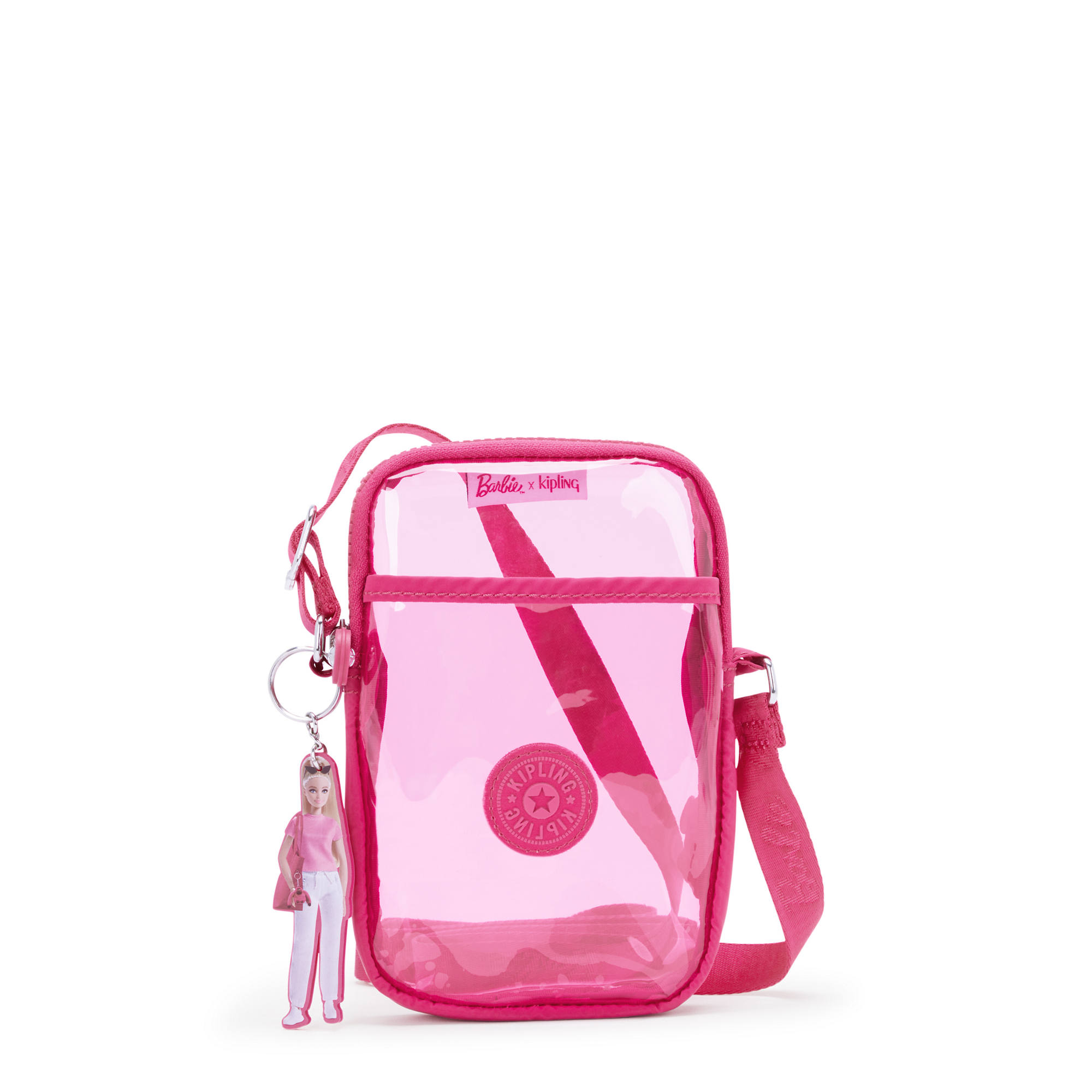 Kipling Tally Barbie Clear Crossbody Phone Bag Power Pink Translucent