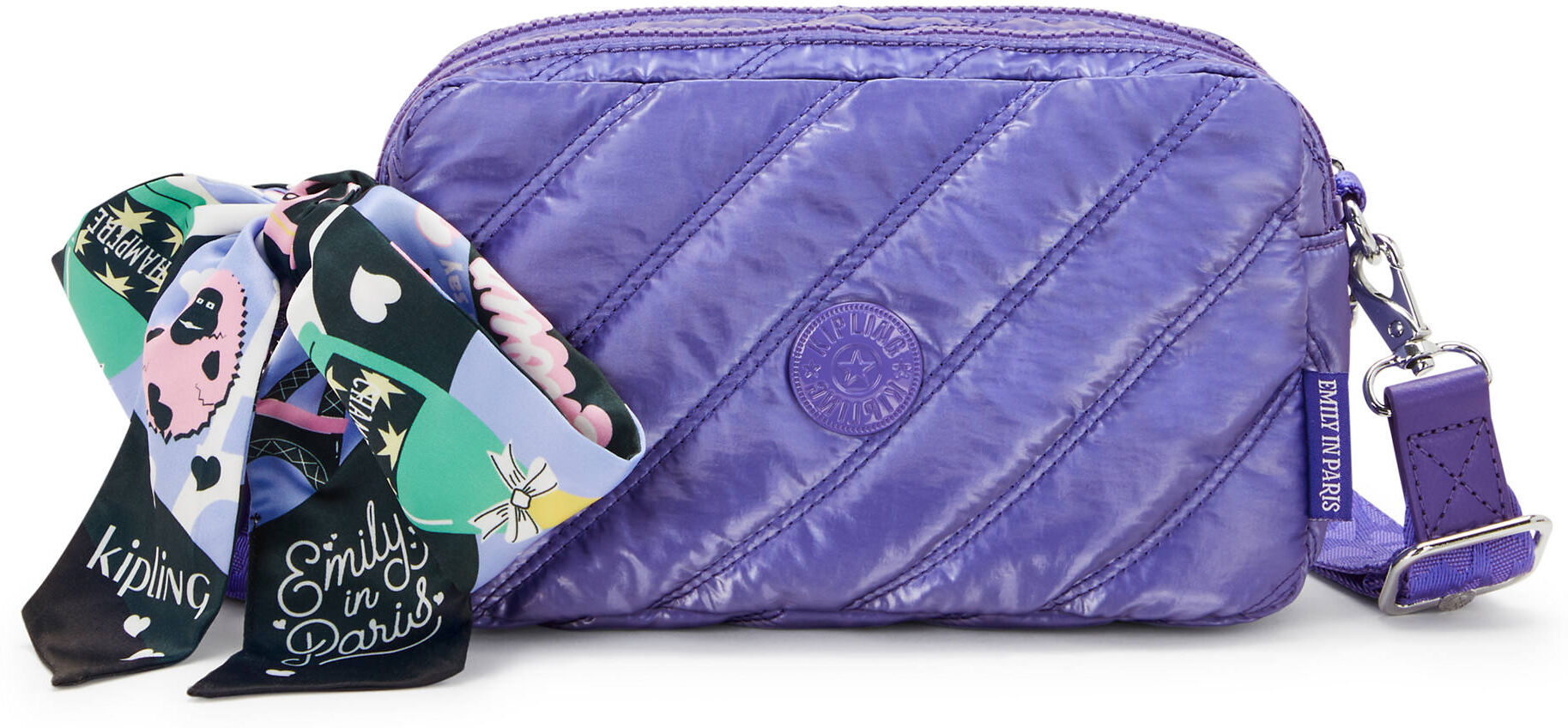 Kipling Emily in Paris Milda Quilted Crossbody Bag Glossy Lilac