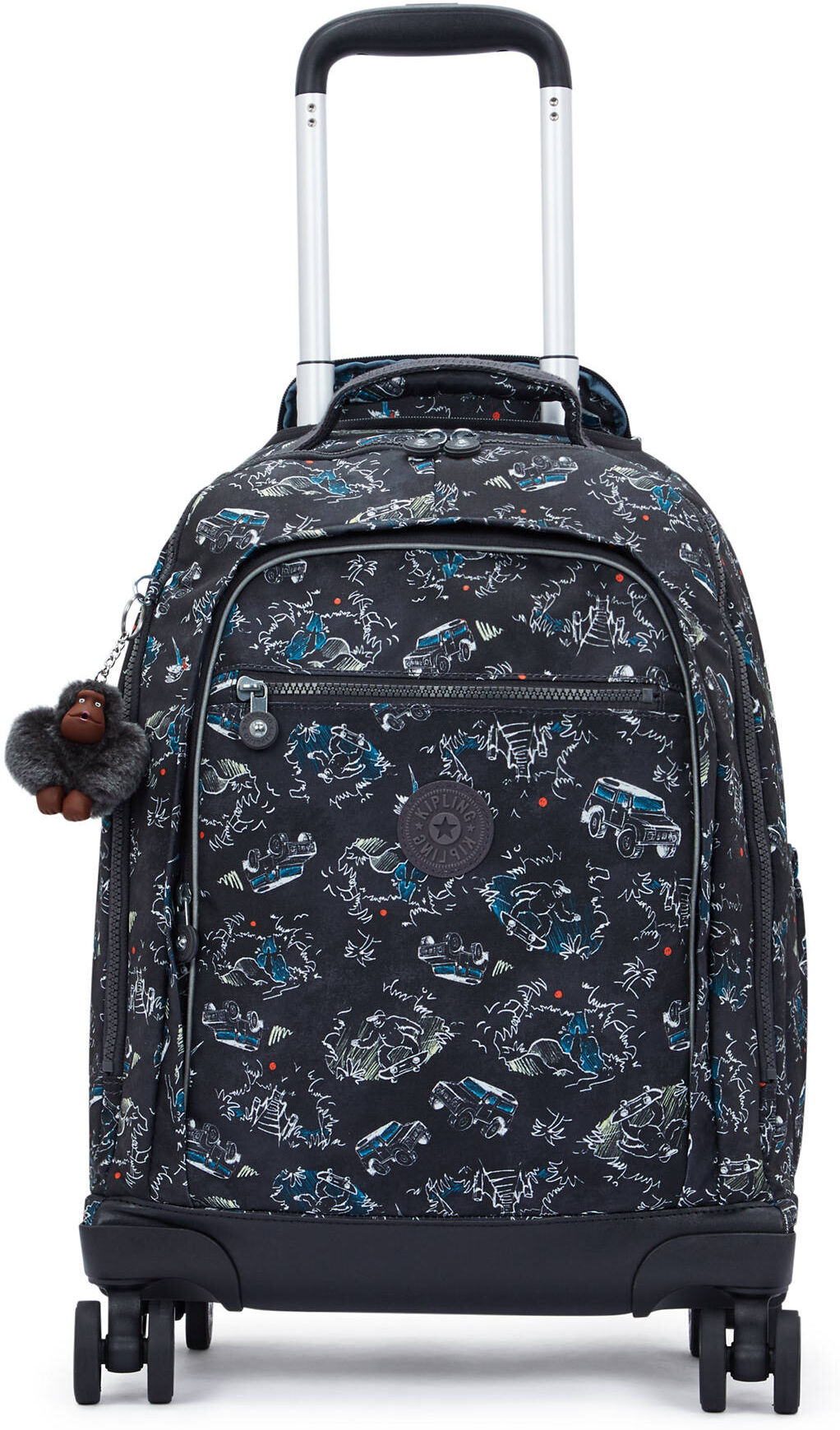 Kipling New Zea Printed 15" Laptop Rolling Backpack Jungle Fun Race