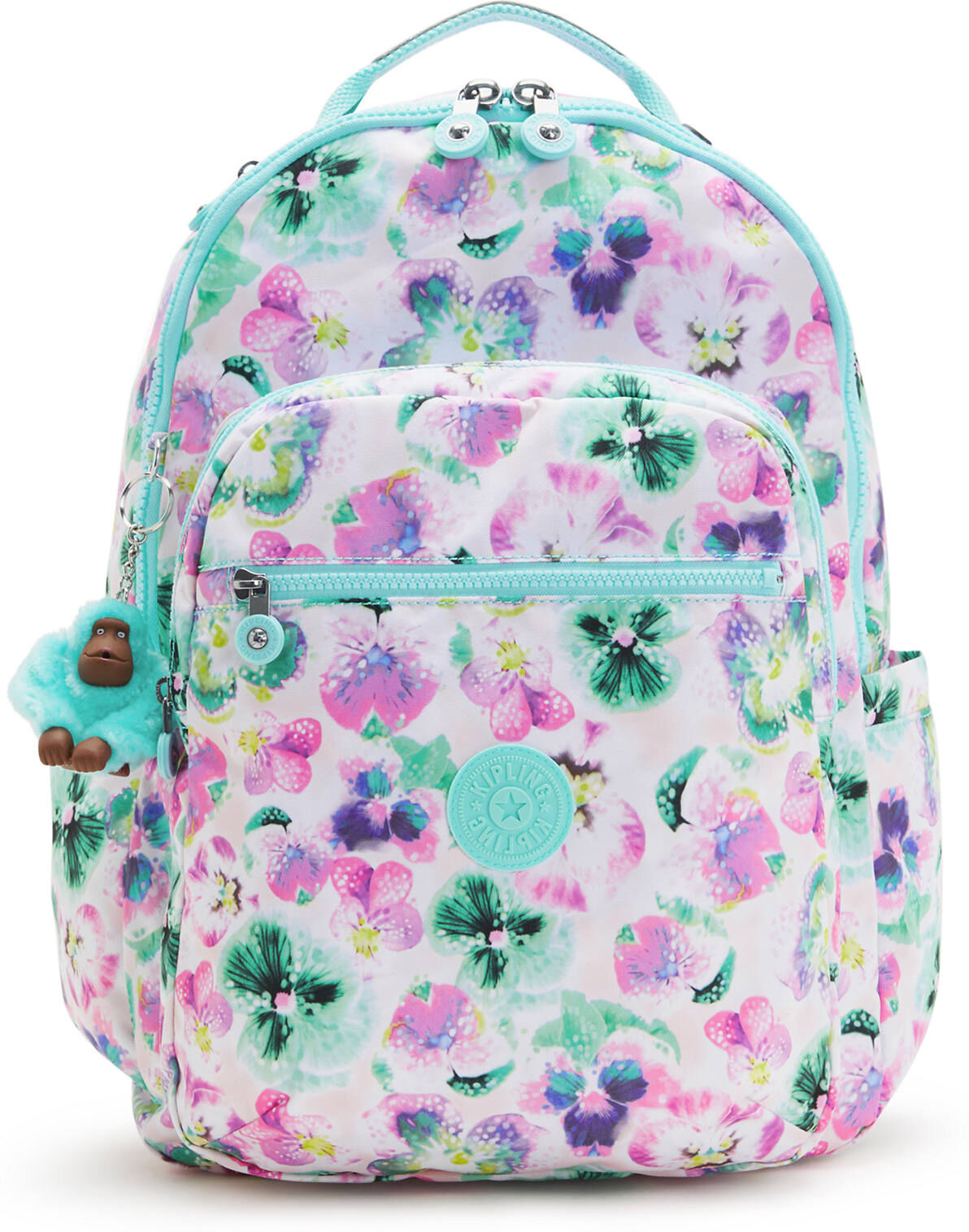 Kipling Seoul Large Printed 15" Laptop Backpack Aqua Blossom