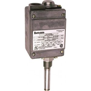 Barksdale 100 to 225 F Local Mount Temperature Switch - 1/2" NPT, 13/16 x 3-1/8 Rigid Stem, Brass, 1% of mid-60% of F.S.