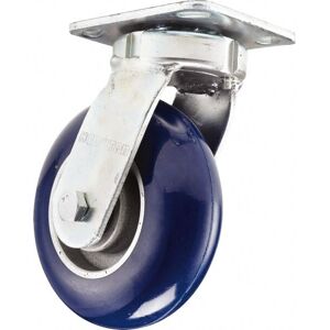 Hamilton 5" Diam x 2" Wide x 7" OAH Top Plate Mount Swivel Caster - Rubber Mold on Cast Iron, Straight Roller Bearing, 4 x 4-1/2" Plate