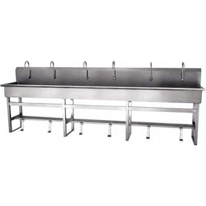 SANI-LAV 117" Long x 16-1/2" Wide Inside, 1 Compartment, Grade 304 Stainless Steel Hands Free Hand Sink - 16 Gauge, 120" Long x 20" Wide x 45" High