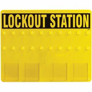 Brady Empty Acrylic Lockout Device Station - 20 Padlocks Max, Black on Yellow   Part #45523