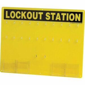 Brady Empty Acrylic Lockout Device Station - 20 Padlocks Max, Black on Yellow   Part #65551