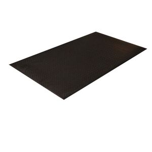 Crown Matting Anti-Fatigue Mat: 75' Length, 3' Wide, 9/16" Thick, Polyvinylchloride & Vinyl - Diamond Tread & Diamond Plate, Black, Dry