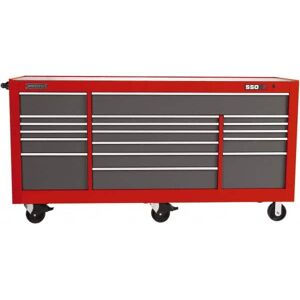 Proto 48,654 Lb Capacity, 20 Drawer Mobile Power Workstation - 88-1/4" Wide x 27" Deep x 46-3/8" High, Steel, Safety Red & Gray   Part #J558846-20SG