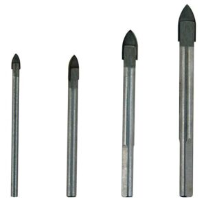 Mibro Drill Bit Set: Tile & Glass Drill Bits, 4 Pc, 0.125" to 0.3125" Drill Bit Size, 118  , Solid Carbide - 3-Flat Shank   Part #456831