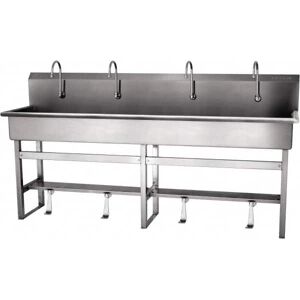 SANI-LAV 77" Long x 16-1/2" Wide Inside, 1 Compartment, Grade 304 Stainless Steel Hands Free Hand Sink - 16 Gauge, 80" Long x 20" Wide x 45" High