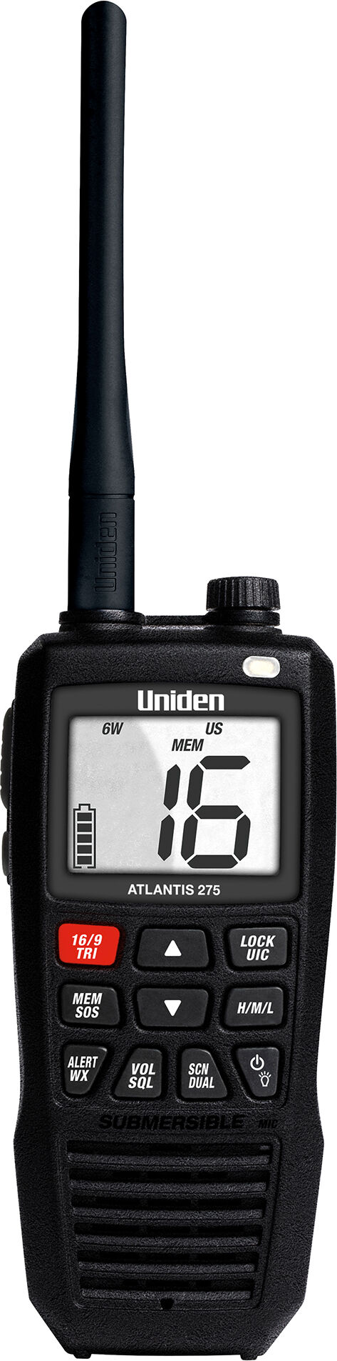 Uniden Atlantis 275 Handheld Two-Way Floating VHF Marine Radio in Orange