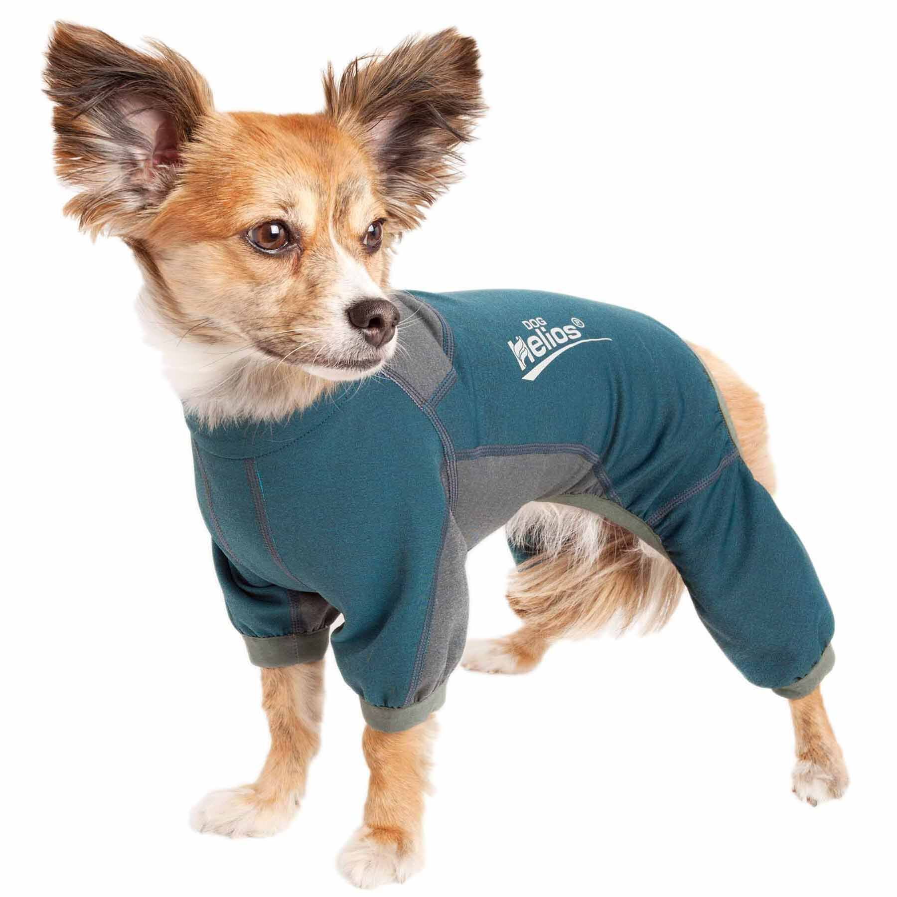 Pet Life Dog Helios ® 'Rufflex' Mediumweight 4-Way-Stretch Breathable Full Bodied Performance Dog Warmup Track Suit, X-large, Blue & Grey