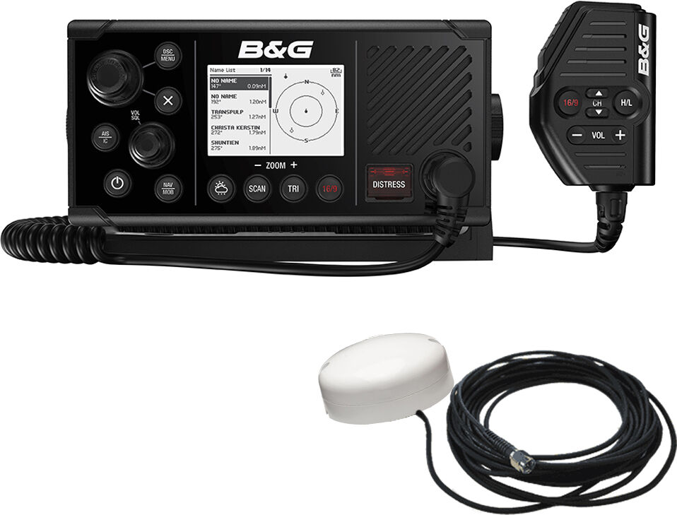 B & G V60-B VHF Marine Radio w/ DSC, AIS (Receive & Transmit) & GPS-500 GPS Antenna