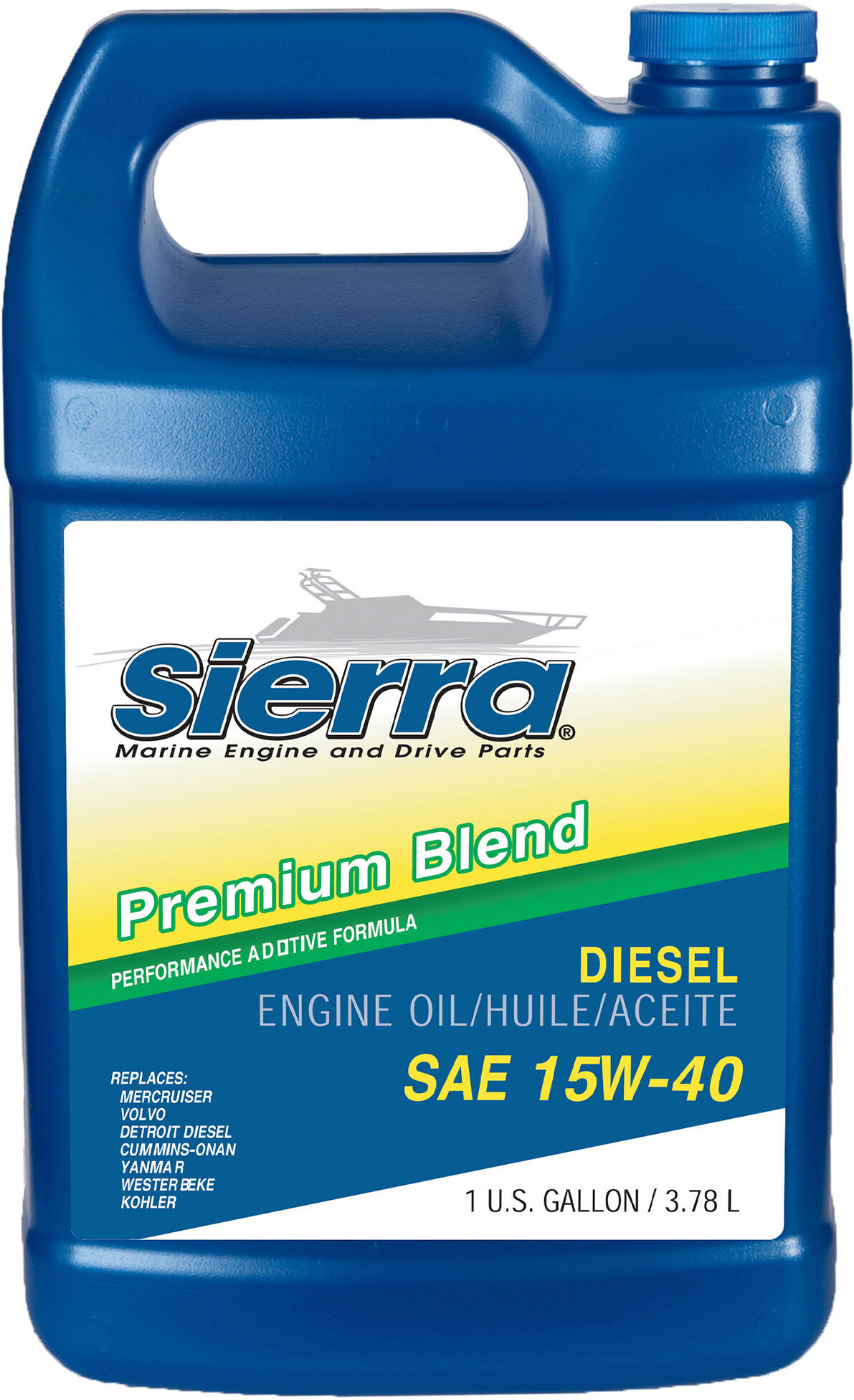 Sierra 15W-40 Diesel Engine Oil For Mercury Marine/Volvo, Part #18-9553-3, 6-Pack