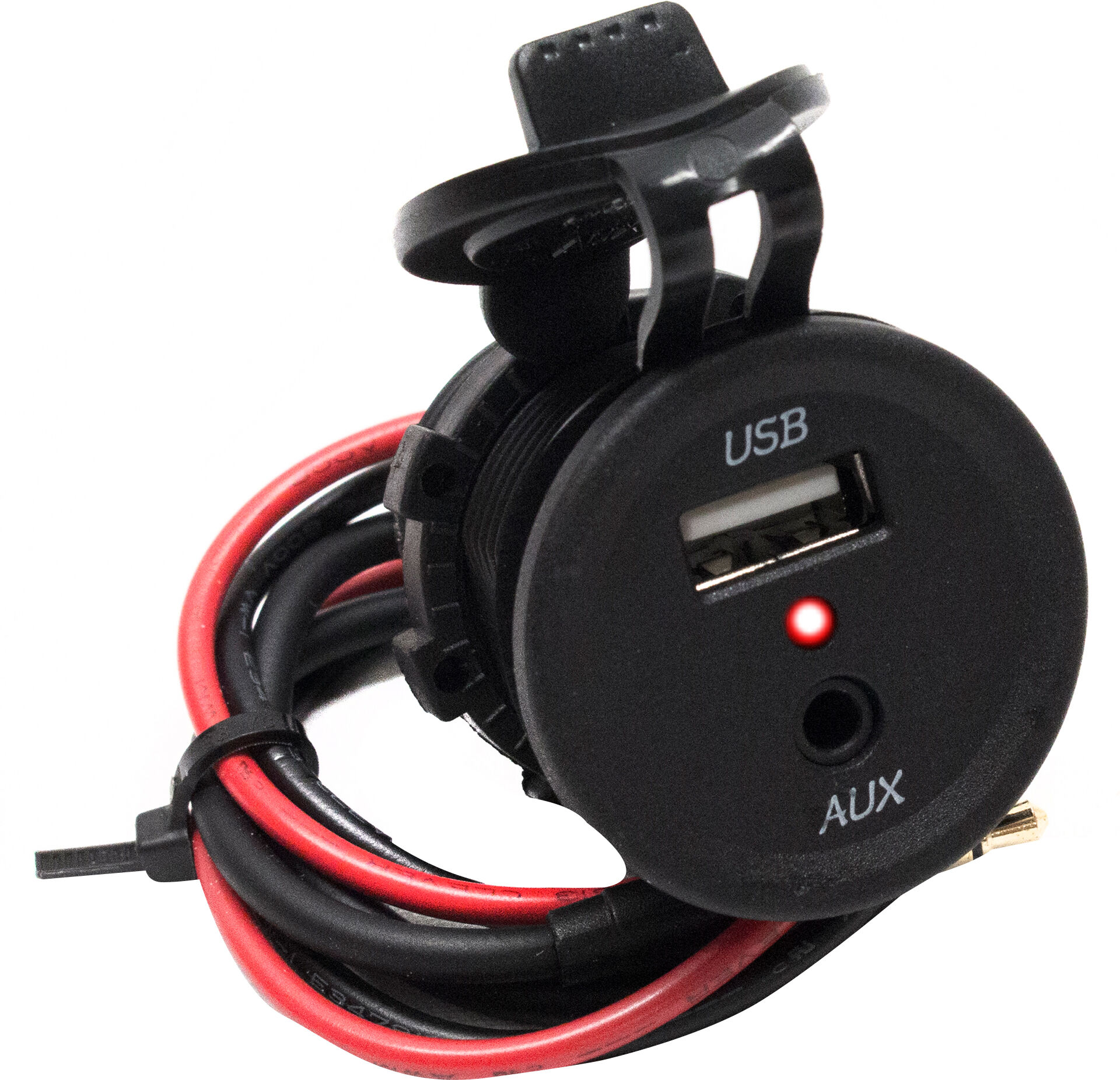 Race Sport Lighting Race Sport Dual-Port Round Socket with USB & 3. 5mm AUX Input