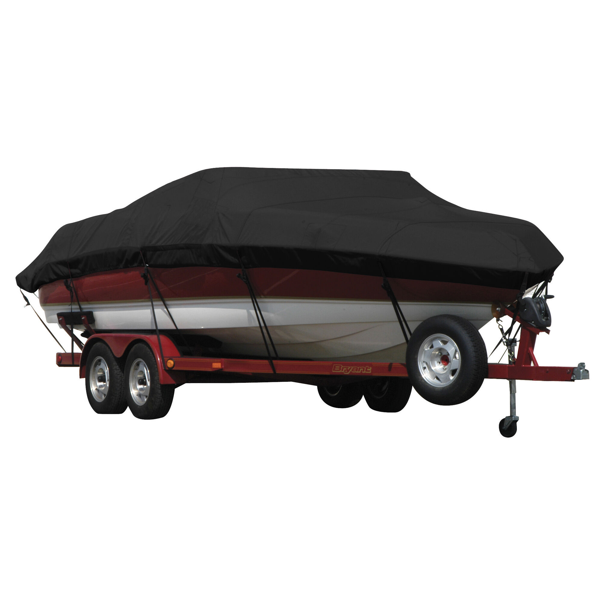 Covermate Exact Fit Sunbrella Boat Cover for Reinell/Beachcraft 200 Br 200 Br w/ Swoop Tower High Windshield I/O. Black