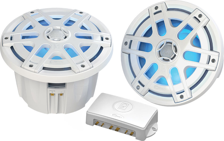 Poly-Planar MA-OC8 8" 500 Watt Waterproof Blue LED Speaker - White