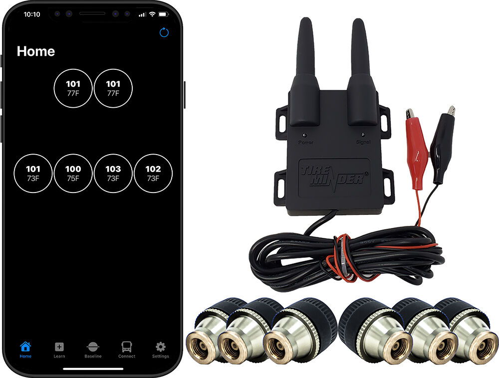 TireMinder Smart TPMS with 6 Transmitters for RVs, Motorhomes, 5th Wheels, Coaches, and Trailers