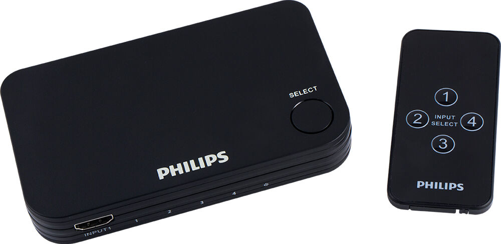 Philips 4-Port HDMI Switch with Wireless Remote Control