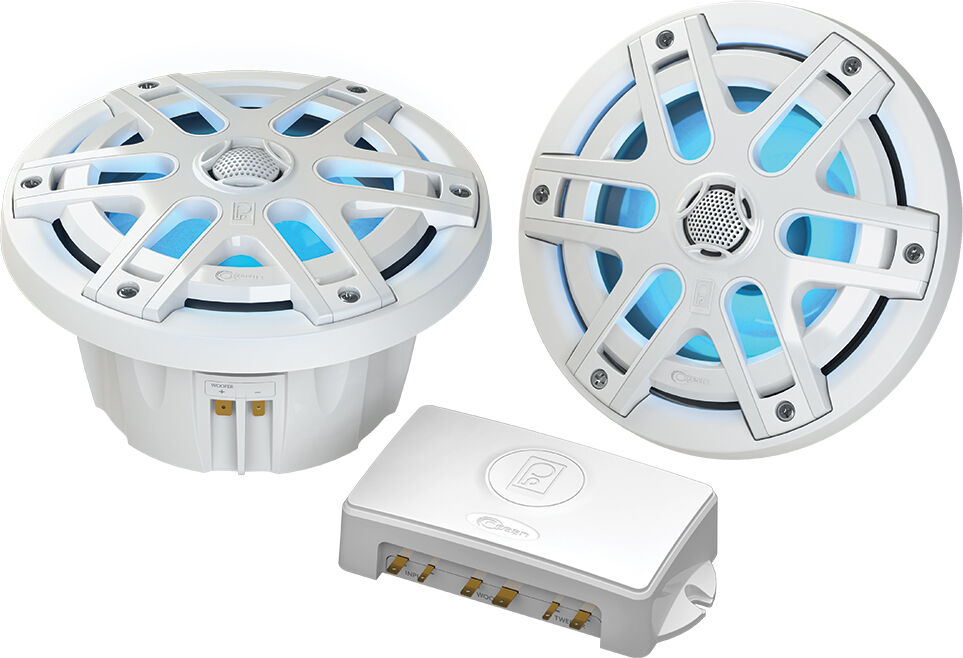 Poly-Planar MA-OC6 6. 5" 480 Watt Waterproof Blue LED Speaker - White