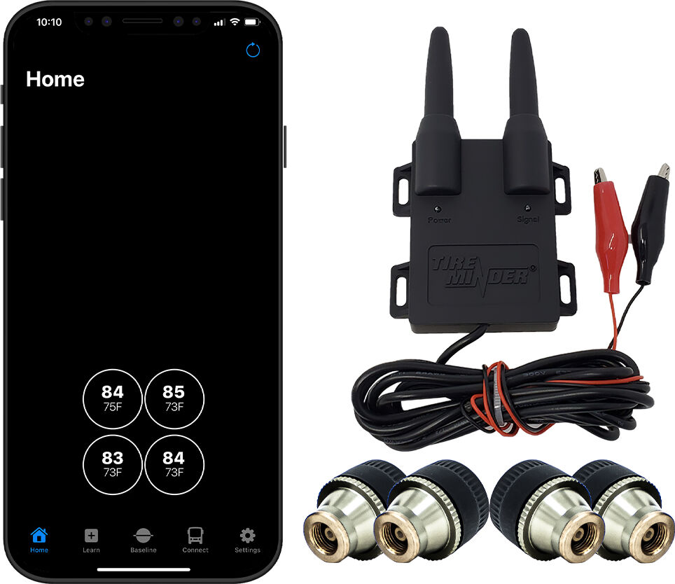 TireMinder Smart TPMS with 4 Transmitters for RVs, Motorhomes, 5th Wheels, Coaches, and Trailers