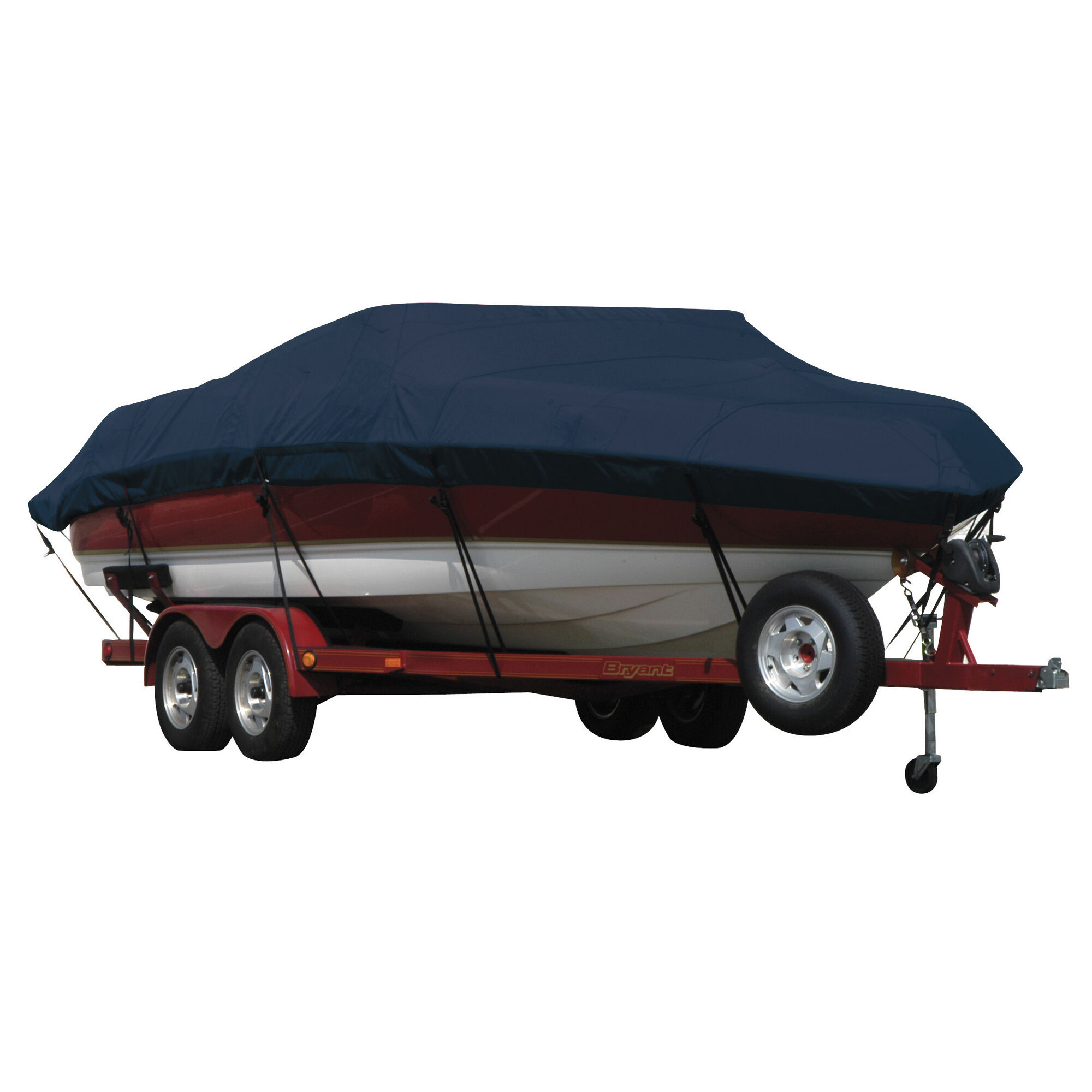 Covermate Exact Fit Sunbrella Boat Cover for Glastron Ssv 195 Ssv 195 Ski & Fish w/ Port Trolling Motor I/O. Navy in Navy Blue