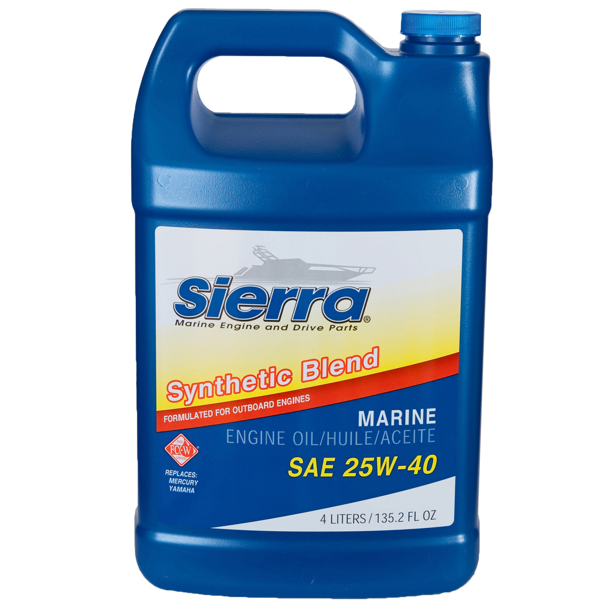 Sierra SAE 25W-40 Synthetic Blend Marine Engine Oil, 4L, Part #18-9440-3