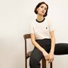 M.M.LaFleur The Leslie T-shirt Contrast With Embroidery - Organic Pima Cotton - Ivory / Black Embroidered - XL