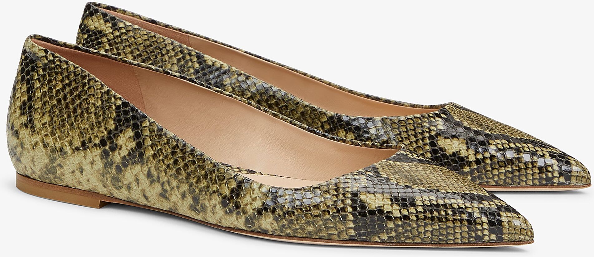 M.M.LaFleur The Rowan Flat - Embossed Snakeskin - Black / Olive - 36