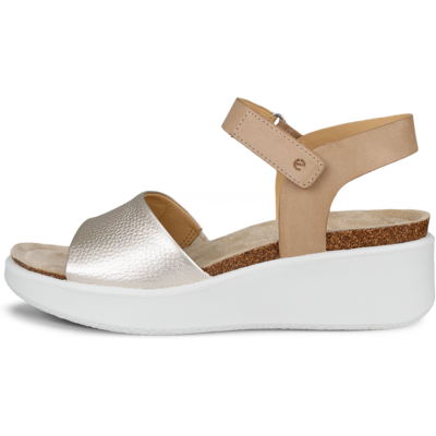 ECCO Flowt Wedge - Women's Leather Cork Heeled Sandal - Brown ECCO Flowt Wedge - Women's Leather Cork Heeled Sandal - Brown